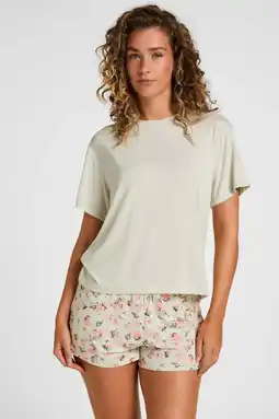 Wehkamp Hunkemöller Daisy shortama met ronde hals - lichtgroen aanbieding