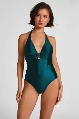 Wehkamp Hunkemöller corrigerend badpak met voorgevormde cups groen aanbieding
