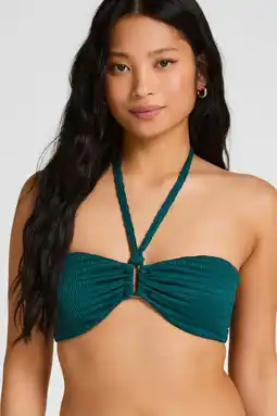 Wehkamp Hunkemöller voorgevormde strapless bandeau bikinitop donkergroen aanbieding