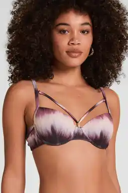 Wehkamp Hunkemöller voorgevormde beugel bikinitop Mauritius paars/ecru aanbieding
