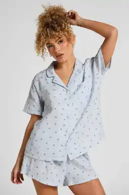 Wehkamp Hunkemöller mousseline pyjamashort lichtblauw aanbieding