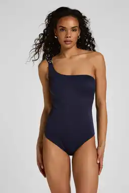 Wehkamp Hunkemöller one shoulder badpak Sorrento met lurex donkerblauw aanbieding