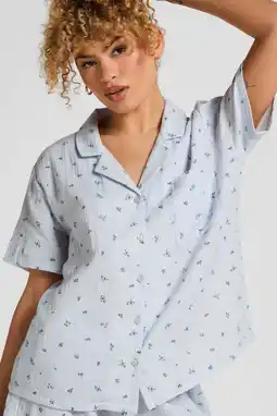 Wehkamp Hunkemöller mousseline pyjamatop lichtblauw aanbieding