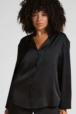 Wehkamp Hunkemöller satijnlook pyjamatop zwart aanbieding