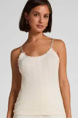 Wehkamp Hunkemöller pyjamatop Pointelle ecru aanbieding