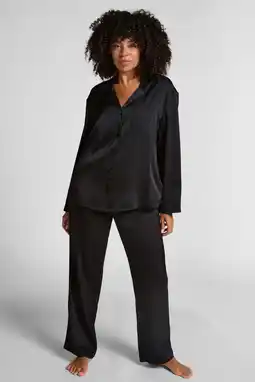 Wehkamp Hunkemöller satijnlook pyjamabroek zwart aanbieding