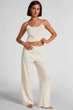 Wehkamp Hunkemöller pyjamabroek Pointelle ecru aanbieding