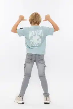 Wehkamp No Way Monday T-shirt met backprint lichtblauw aanbieding