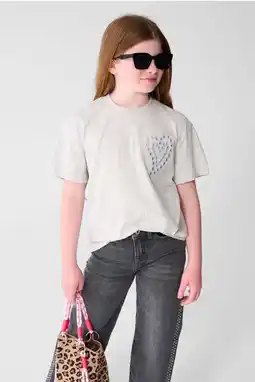 Wehkamp Shoeby gemêleerd T-shirt met borduursels - lichtgrijs aanbieding