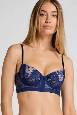 Wehkamp Hunkemöller voorgevormde longline beugelbh Lou blauw aanbieding