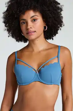 Wehkamp Hunkemöller voorgevormde beugel bikinitop Scallop blauw aanbieding