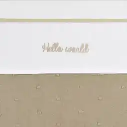Wehkamp Meyco baby ledikantlaken Hello World 100x150 cm Sand aanbieding