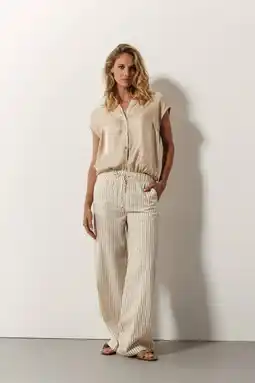 Wehkamp Tramontana wide leg regularwaist casual broek zand aanbieding