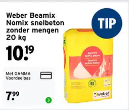 GAMMA Weber Beamix Nomix snelbeton aanbieding