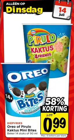 Vomar Voordeelmarkt DIEPVRIES Oreo of Pirulo Kaktus Mini Bites aanbieding