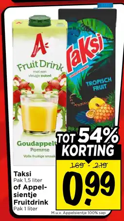 Vomar Voordeelmarkt Taksi of Appel- sientje Fruitdrink aanbieding