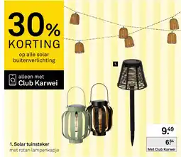 Karwei Solar tuinsteker met rotan lampenkapje aanbieding