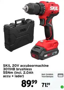 GAMMA SKIL 20V accubooormachine 3011HB brushless aanbieding