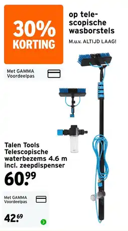 GAMMA Talen Tools Telescopische waterbezems 4.6 m incl. zeepdispenser aanbieding