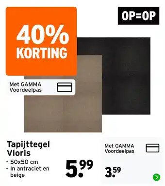 GAMMA Tapijttegel Vloris aanbieding
