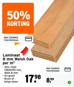 GAMMA Laminaat 8 mm Welsh Oak aanbieding