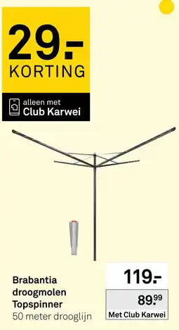 Karwei Brabantia droogmolen Topspinner aanbieding