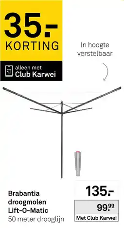 Karwei Brabantia droogmolen Lift-O-Matic aanbieding