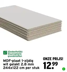 GAMMA MDF-plaat 1-zijdig wit gelakt 2.8 mm 244x122 cm aanbieding