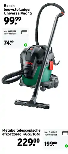 GAMMA Bosch bouwstofzuiger UniversalVac 15 aanbieding