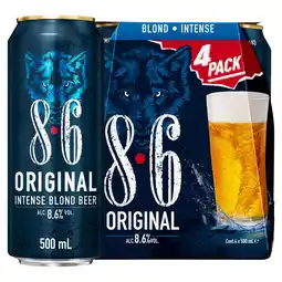 Jumbo 8.6 Original Blond Intense Bier Blikken 4 x 500 ml aanbieding