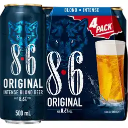 Jumbo 8.6 Original Blond Intense Bier Blikken 4 x 500 ml aanbieding