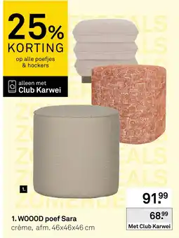 Karwei WOOOD poef Sara aanbieding