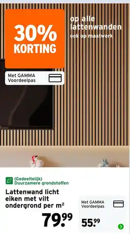 GAMMA Lattenwand licht eiken met vilt ondergrond aanbieding