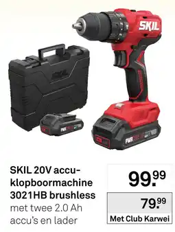 Karwei SKIL 20V accu-klopboormachine 3021HB brushless aanbieding