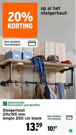 GAMMA Steigerhout 29x195 mm lengte 250 cm blank aanbieding