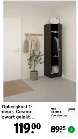 GAMMA Opbergkast 1-deurs Cosmo zwart gelakt aanbieding