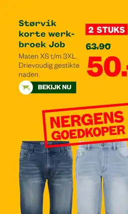 Welkoop Størvik korte werk- broek Job aanbieding