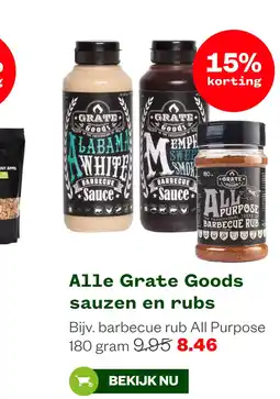 Welkoop Alle Grate Goods sauzen en rubs aanbieding