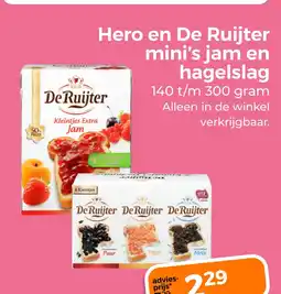 Trekpleister Hero en De Ruijter mini's jam enhagelslag aanbieding
