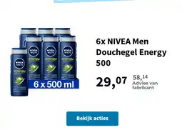 Plein.nl 6x NIVEA Men Douchegel Energy 500 aanbieding