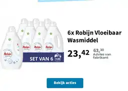 Plein.nl 6x Robijn Vloeibaar Wasmiddel aanbieding