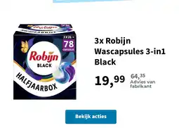 Plein.nl 3x Robijn Wascapsules 3-in1 Black aanbieding