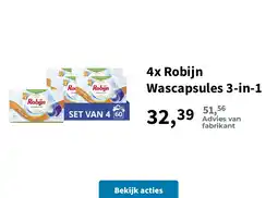 Plein.nl 4x Robijn Wascapsules 3-in-1 aanbieding