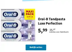 Plein.nl Oral-B Tandpasta Luxe Perfection aanbieding