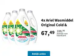 Plein.nl 4x Ariel Wasmiddel Original Cold & aanbieding