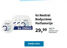 Plein.nl 6x Neutral Bodycrème Parfumvrije aanbieding