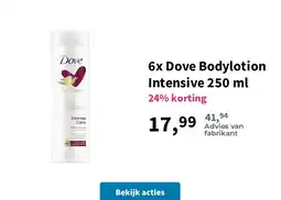 Plein.nl 6x Dove Bodylotion Intensive 250 ml aanbieding