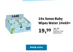 Plein.nl 24x Sence Baby Wipes Water 24x60= aanbieding