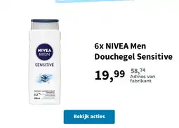 Plein.nl 6x NIVEA Men Douchegel Sensitive aanbieding