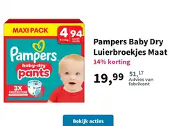 Plein.nl Pampers Baby Dry Luierbroekjes Maat aanbieding